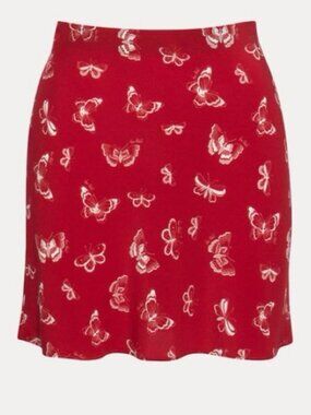 Réalisation Par The Cookies Silk Mini Skirt in Red Butterfly Print